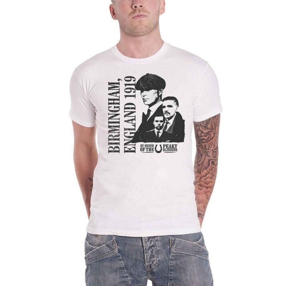 Peaky Blinders Unisex Adult England 1919 T-Shirt / White